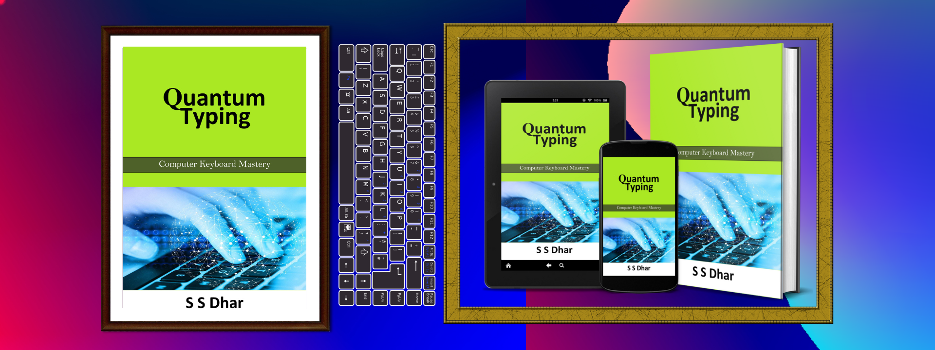 Quantum typing book mockup and banner