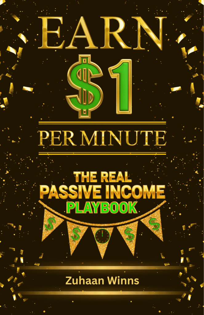 Earn 1 dollar per minute passive income playbook book cover by Zuhaan Winns