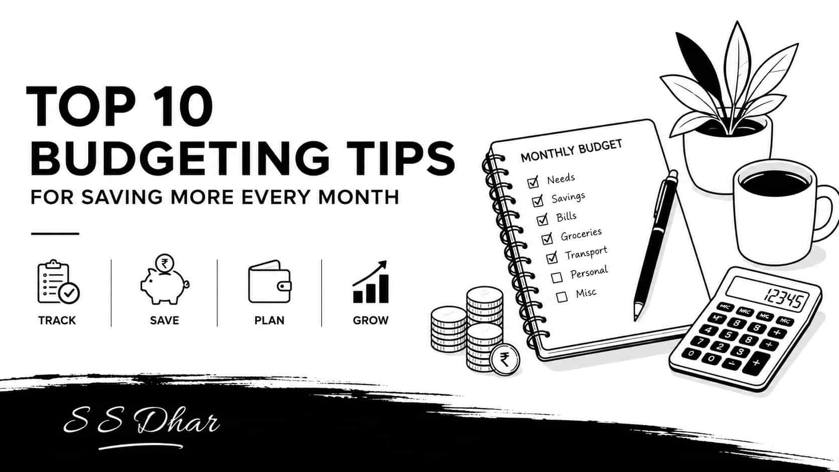 Budgeting tips for saving money in the UK and India with a monthly budget planner and expense tracking
