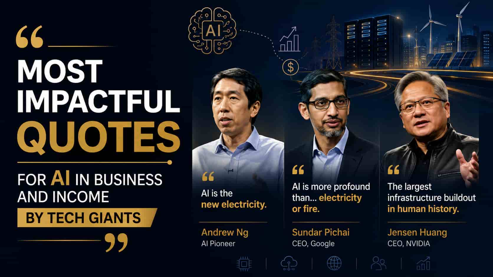 Business insights on AI for business and income through quotes by tech giants